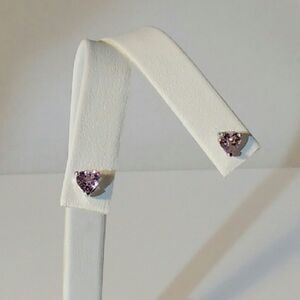 Amethyst Hearts 5mm Earrings Post Sterling Silver